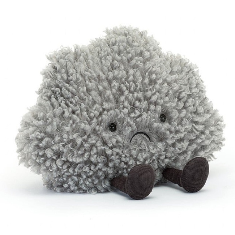 Jellycat Gray Curly Storm Cloud Plush with Dark Feet